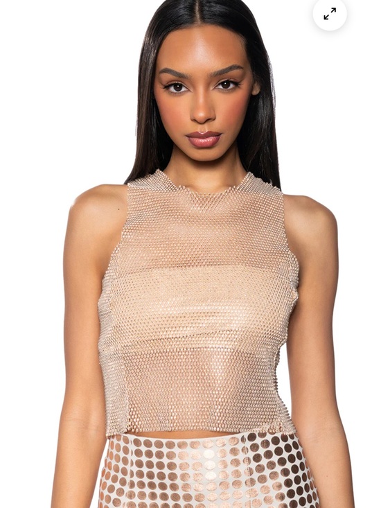 AKIRA Tops - ZELDA RHINESTONE MESH SLEEVELESS TOP